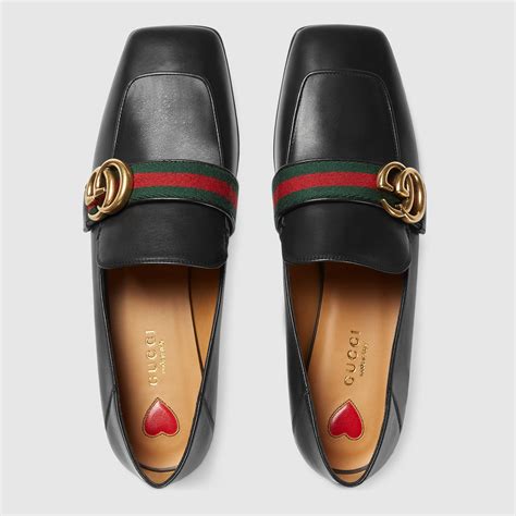 gucci leather loafer with gg|gucci fur loafers women's.